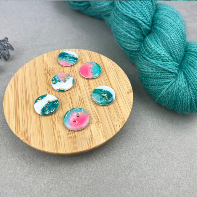 Bouton pour tricot Dégradé rose turquoise